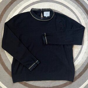 LIV MILANO  Embellished Pleated Tulle Black Sweater Woman's Size XL